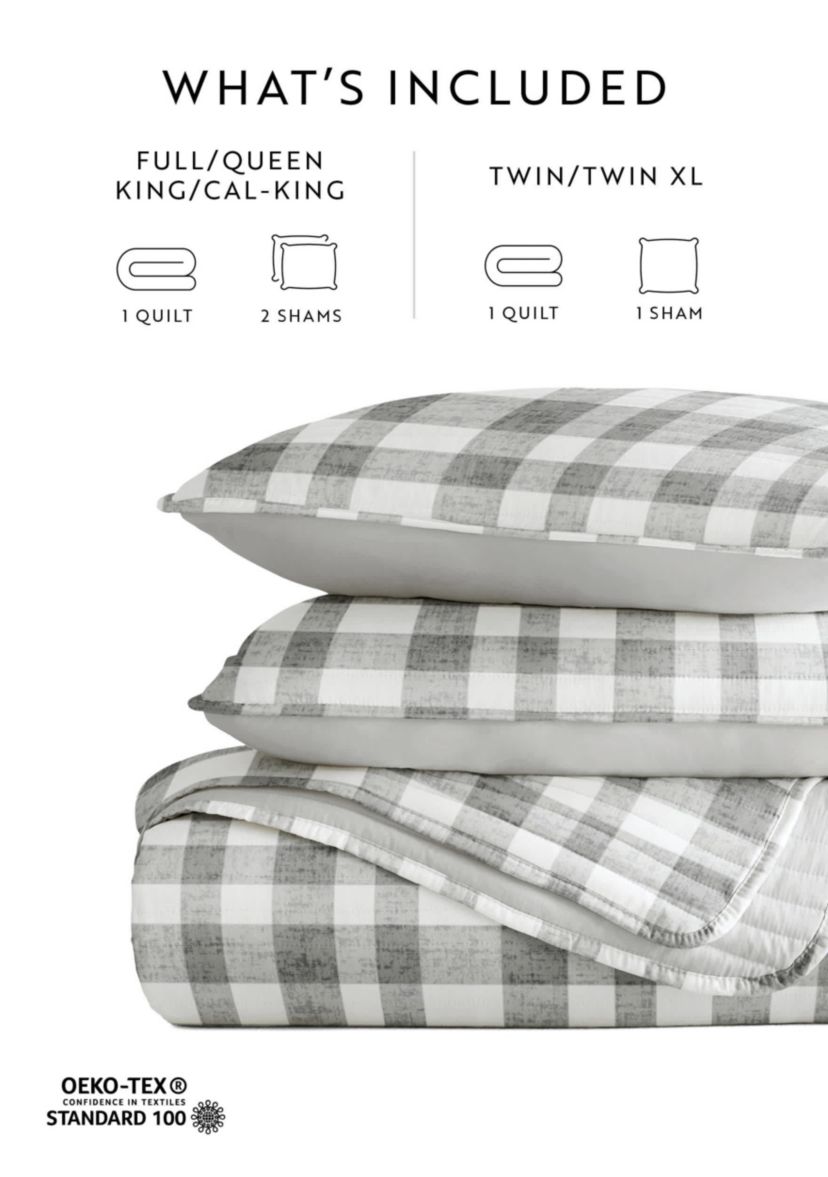 Quilt Coverlet Set All Season Patterned Reversible Microfiber Ultra Soft Bedding