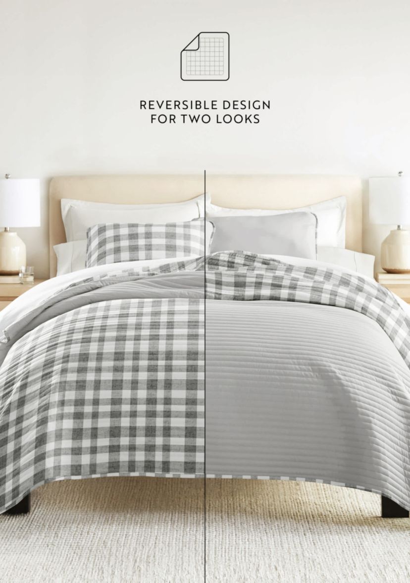 Quilt Coverlet Set All Season Patterned Reversible Microfiber Ultra Soft Bedding