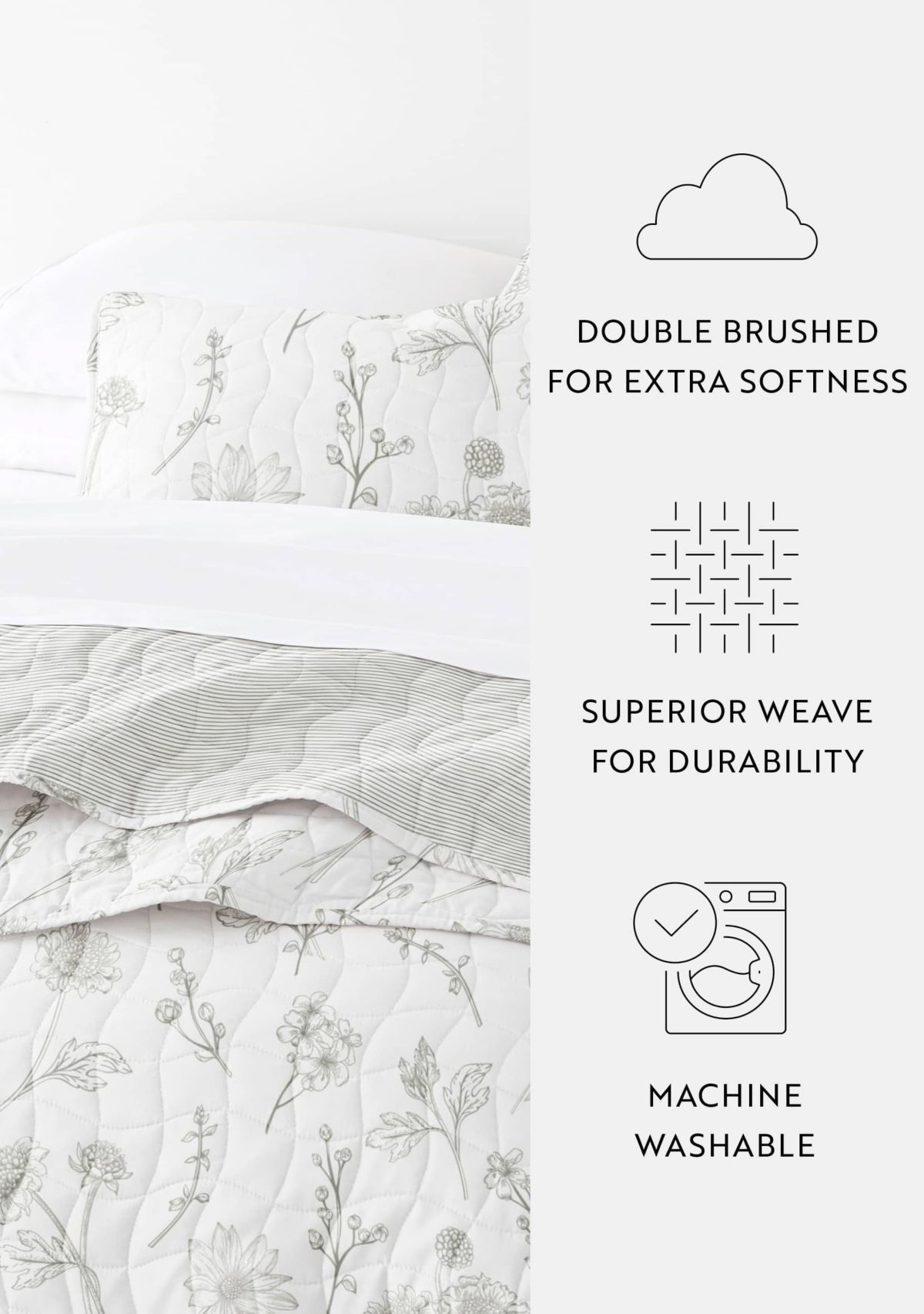 Ultra Soft Microfiber Reversible Blooming Daisy All Season Quilt Set with Shams
