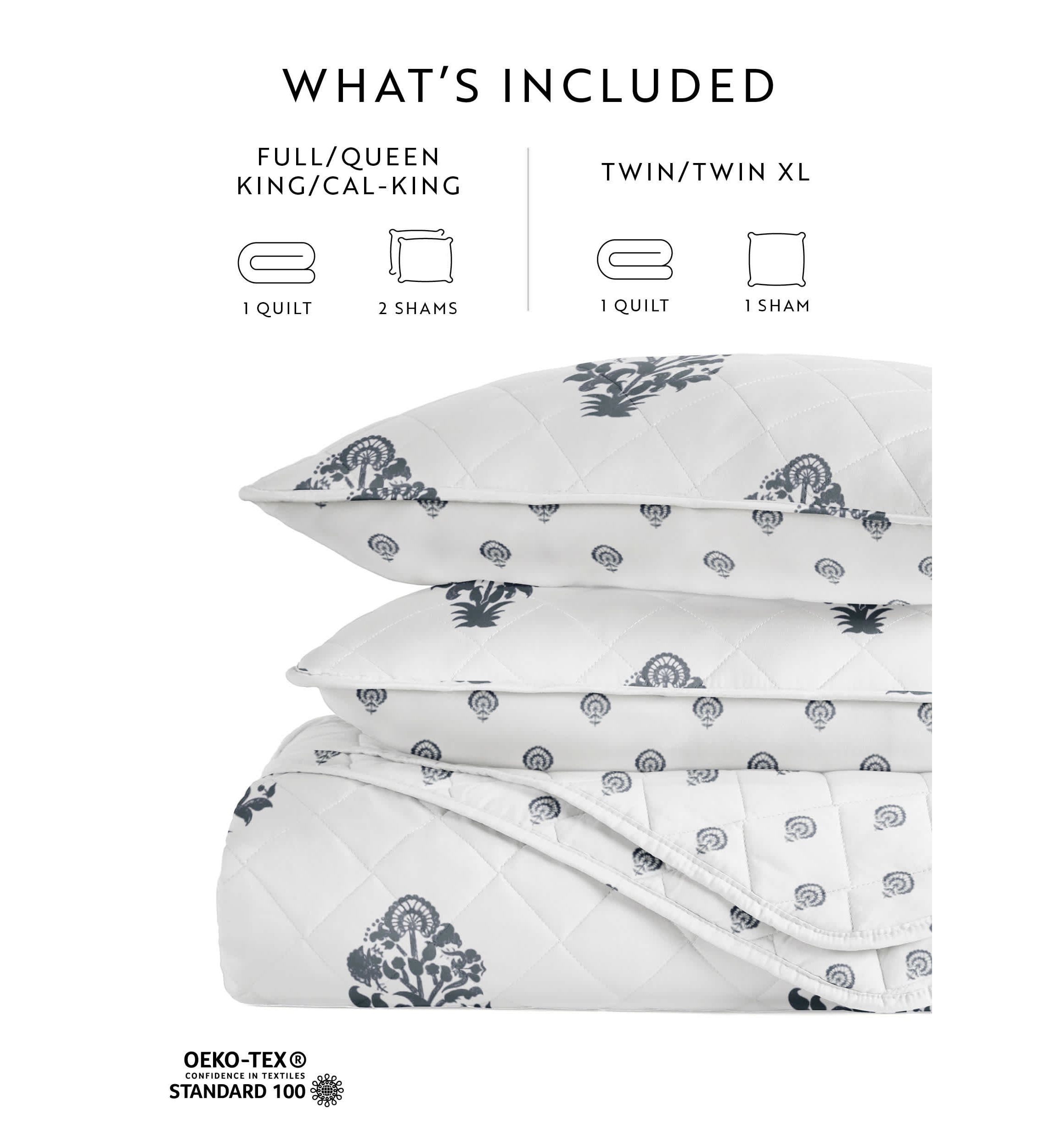 Quilt Coverlet Set All Season Patterned Reversible Microfiber Ultra Soft Bedding