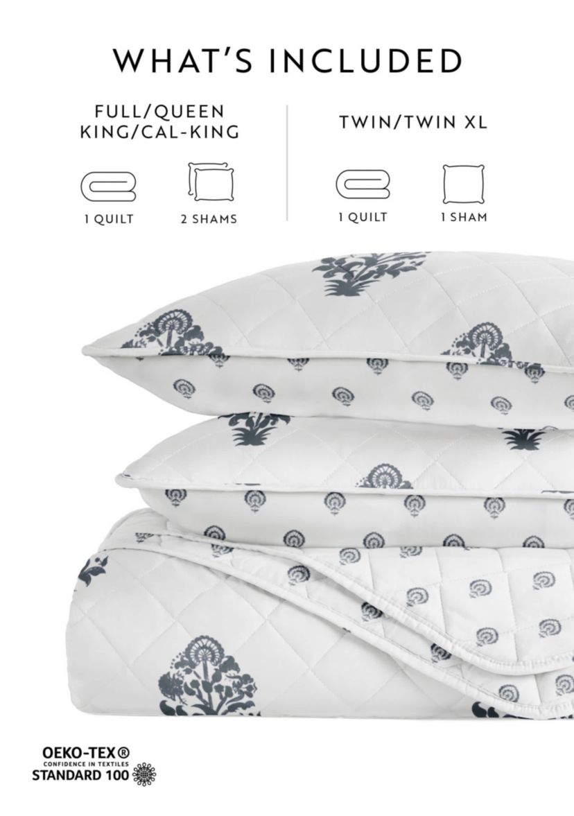 Quilt Coverlet Set All Season Patterned Reversible Microfiber Ultra Soft Bedding