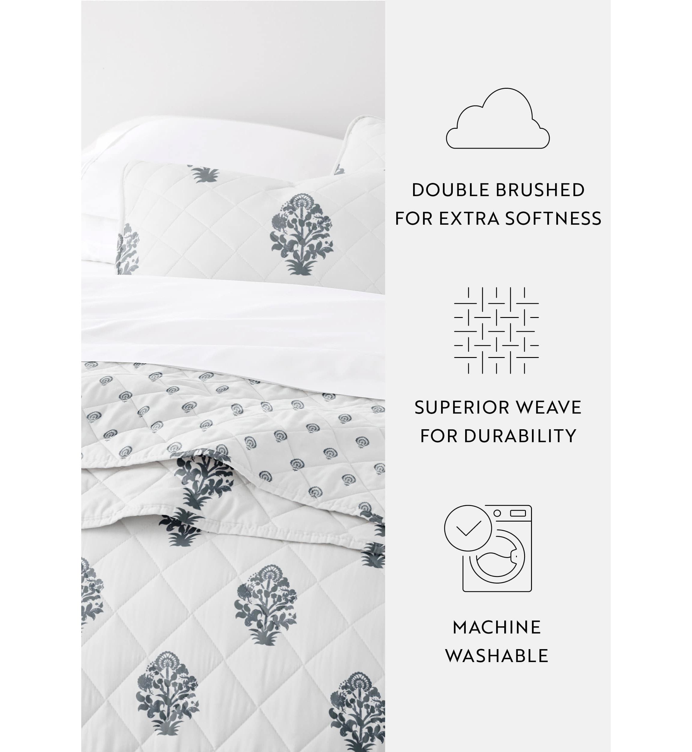 Quilt Coverlet Set All Season Patterned Reversible Microfiber Ultra Soft Bedding