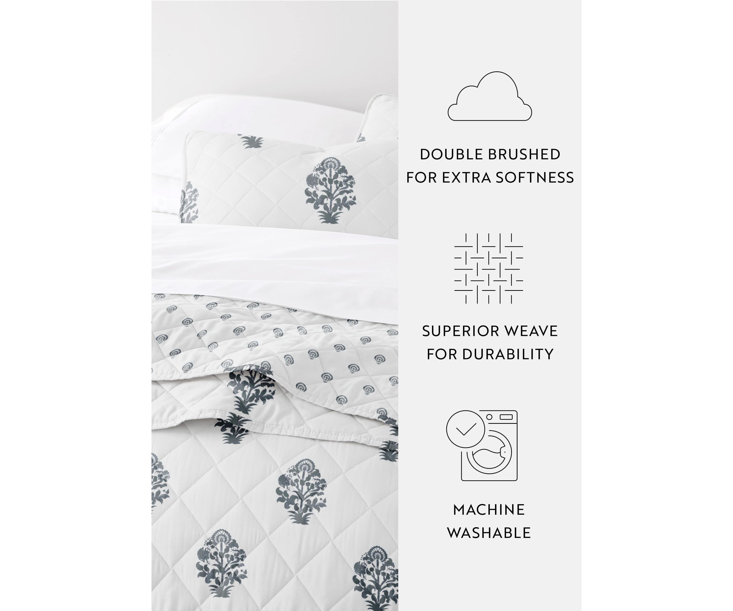 Quilt Coverlet Set All Season Patterned Reversible Microfiber Ultra Soft Bedding