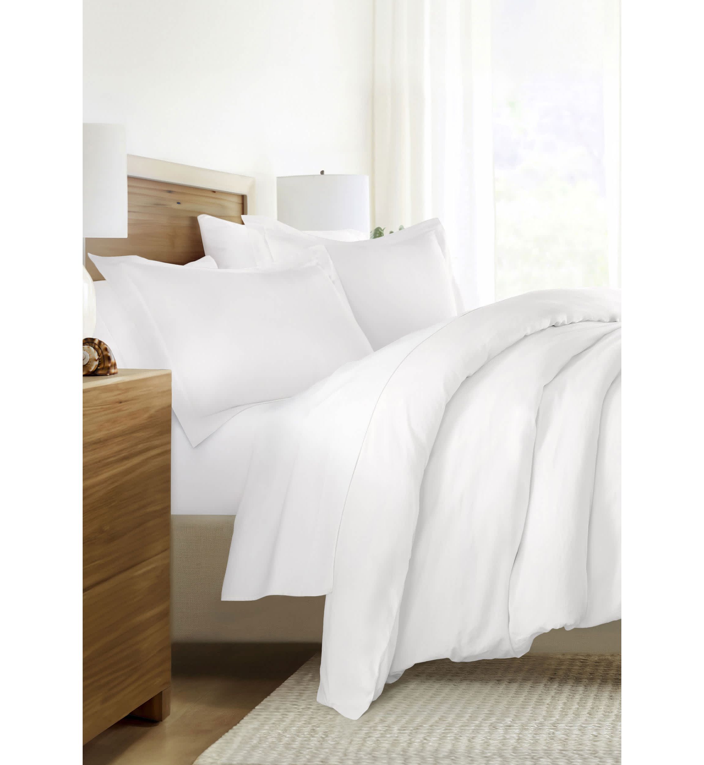 3 Piece Brushed Cotton Duvet Cover Set  - Vintage Washed for Extra Softness - 100% Long Staple Cotton -  Sateen Weave