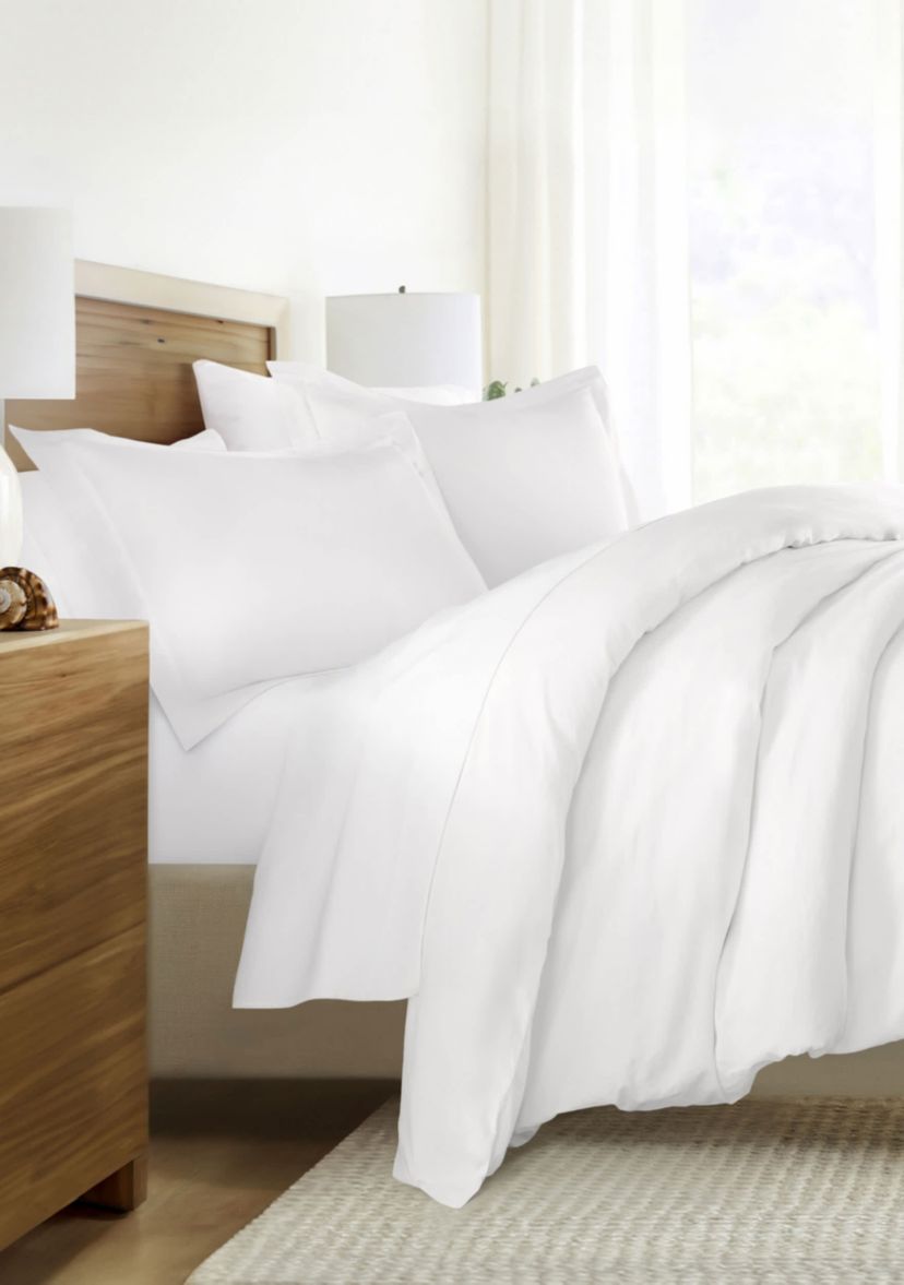 3 Piece Brushed Cotton Duvet Cover Set  - Vintage Washed for Extra Softness - 100% Long Staple Cotton -  Sateen Weave