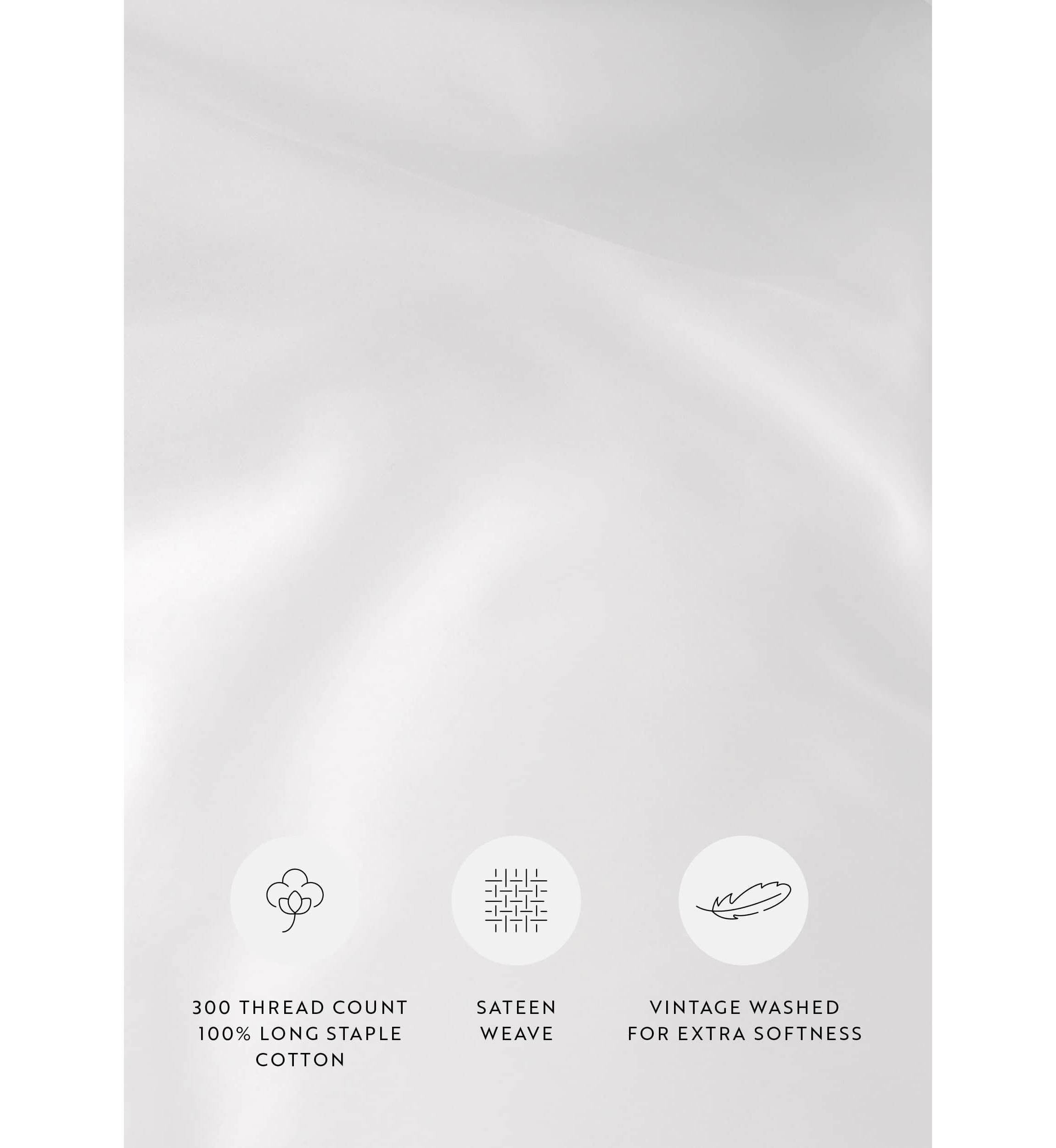 3 Piece Brushed Cotton Duvet Cover Set  - Vintage Washed for Extra Softness - 100% Long Staple Cotton -  Sateen Weave