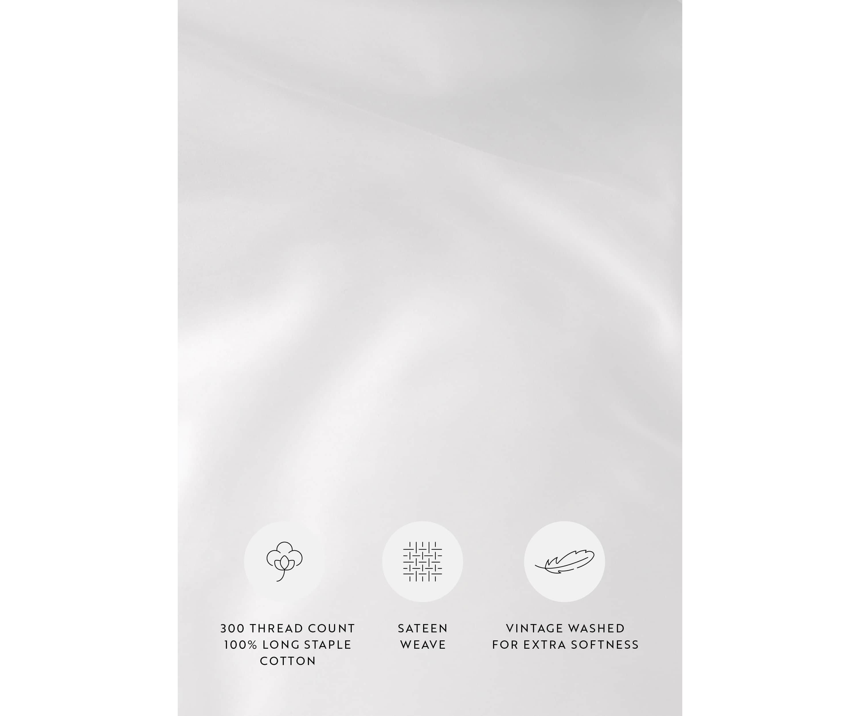 3 Piece Brushed Cotton Duvet Cover Set  - Vintage Washed for Extra Softness - 100% Long Staple Cotton -  Sateen Weave