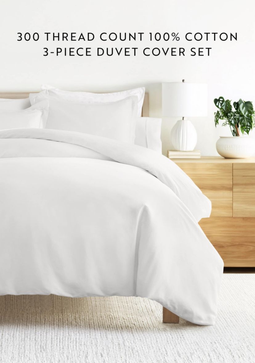 3 Piece Brushed Cotton Duvet Cover Set  - Vintage Washed for Extra Softness - 100% Long Staple Cotton -  Sateen Weave