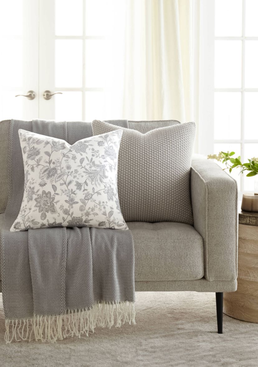 2-Pack Seed Stitch Knit Throw Pillows in Folk Leaves