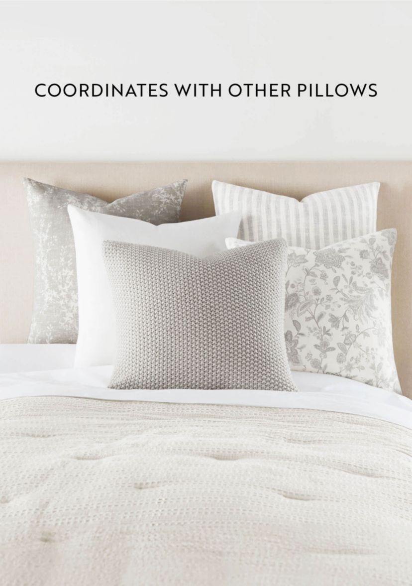 2-Pack Seed Stitch Knit Throw Pillows in Folk Leaves