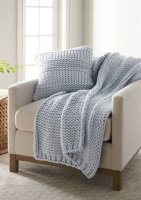 Chunky Knit Throw Blanket & Décor Pillow Bundle