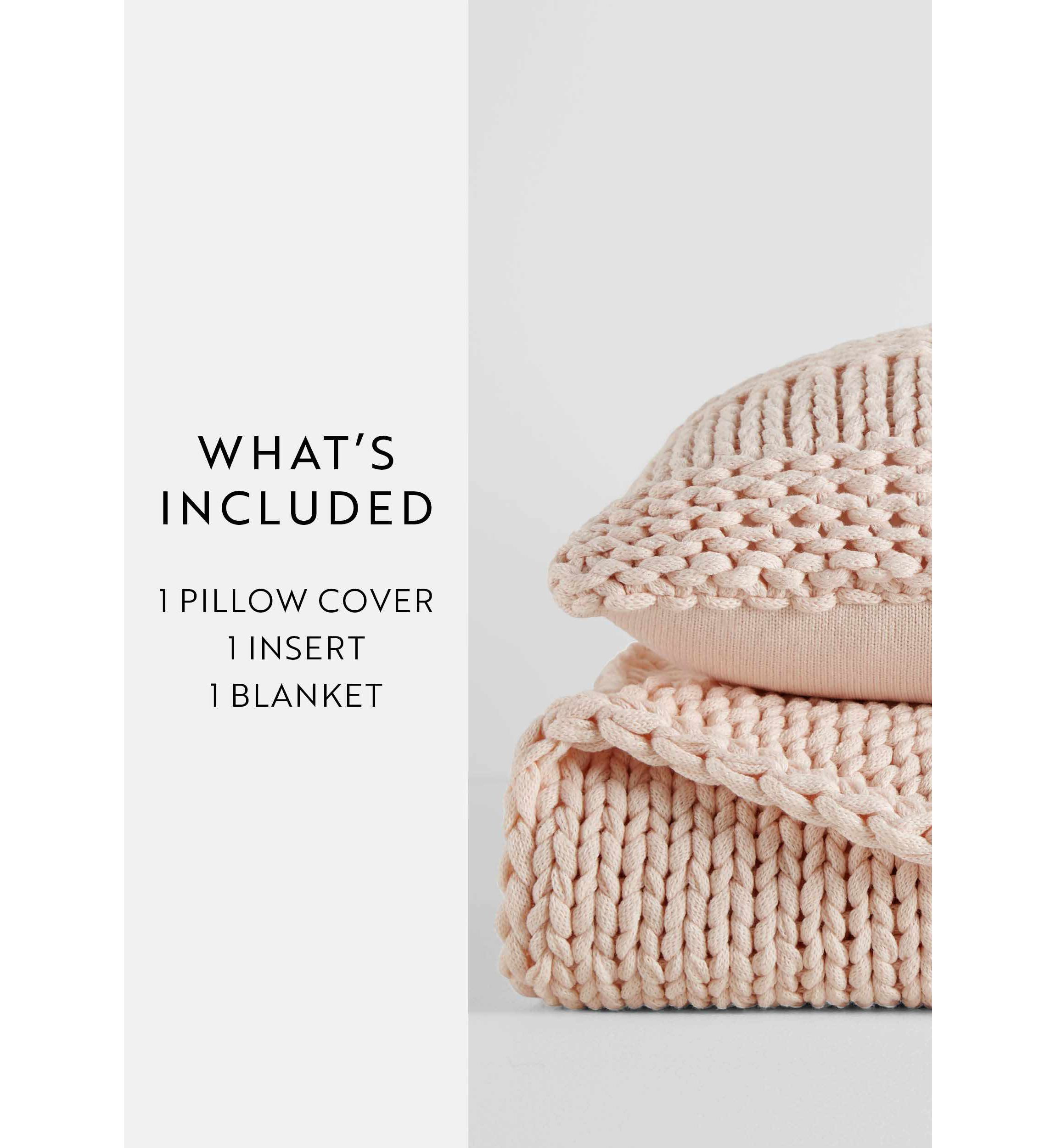 Chunky Knit Throw Blanket & Décor Pillow Bundle