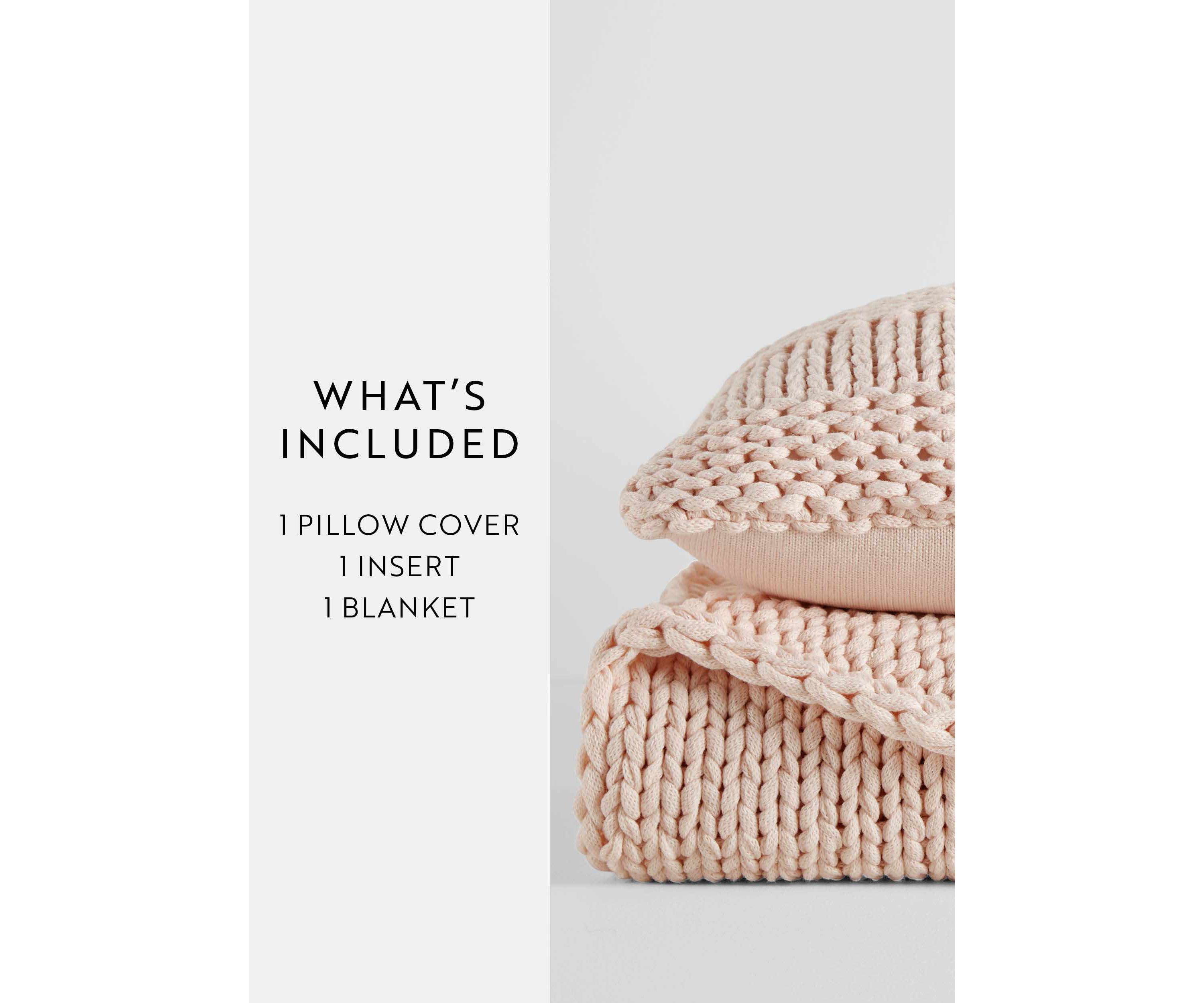 Chunky Knit Throw Blanket & Décor Pillow Bundle