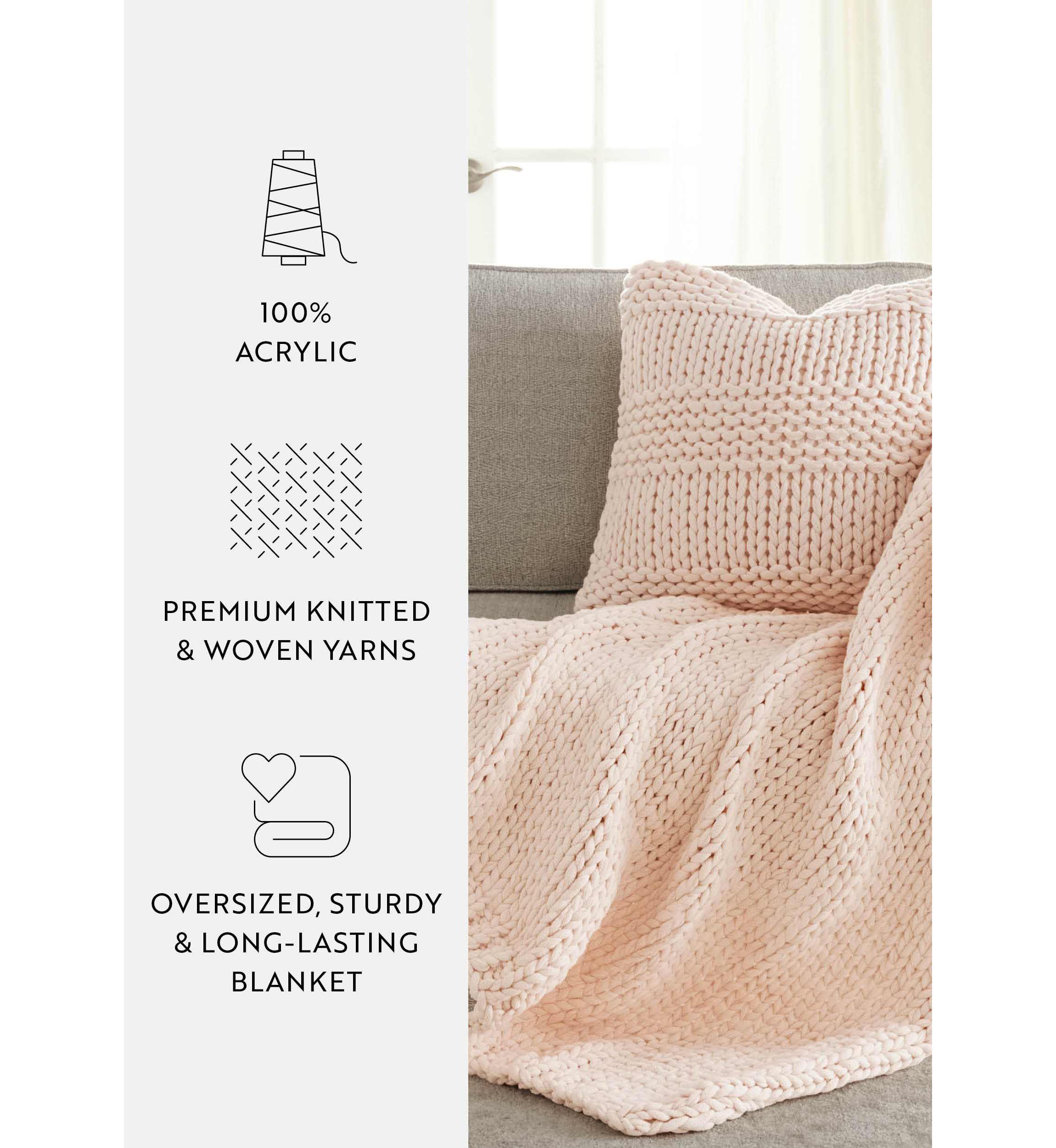 Chunky Knit Throw Blanket & Décor Pillow Bundle