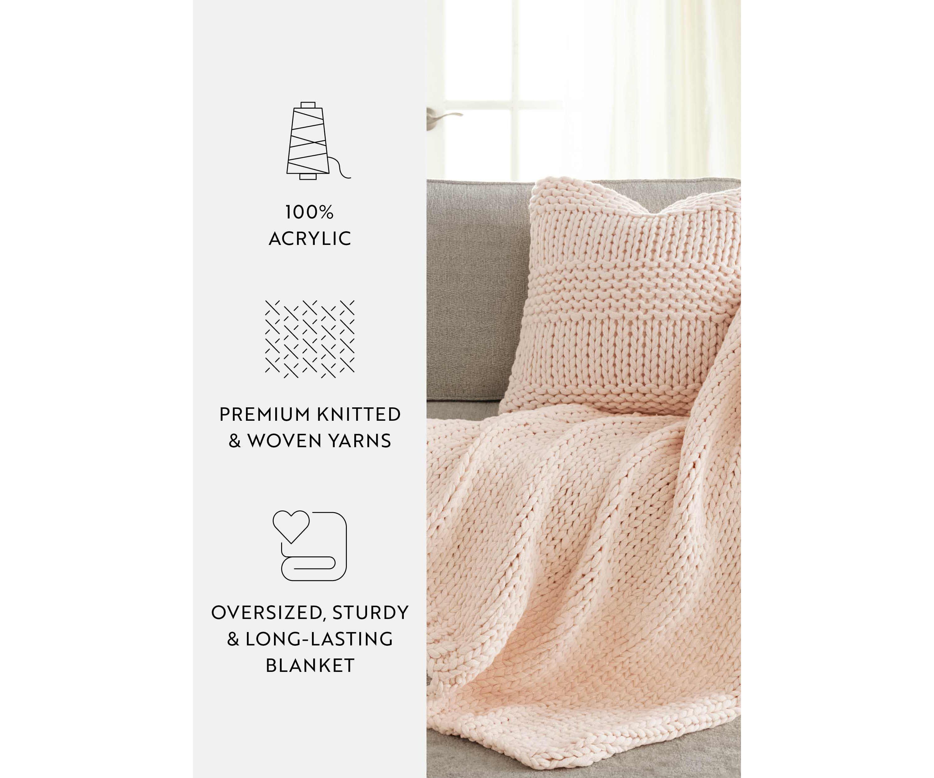 Chunky Knit Throw Blanket & Décor Pillow Bundle
