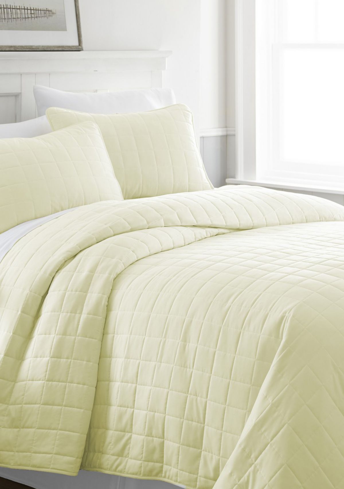 Premium Ultra Soft Square Pattern Quilted Coverlet Set