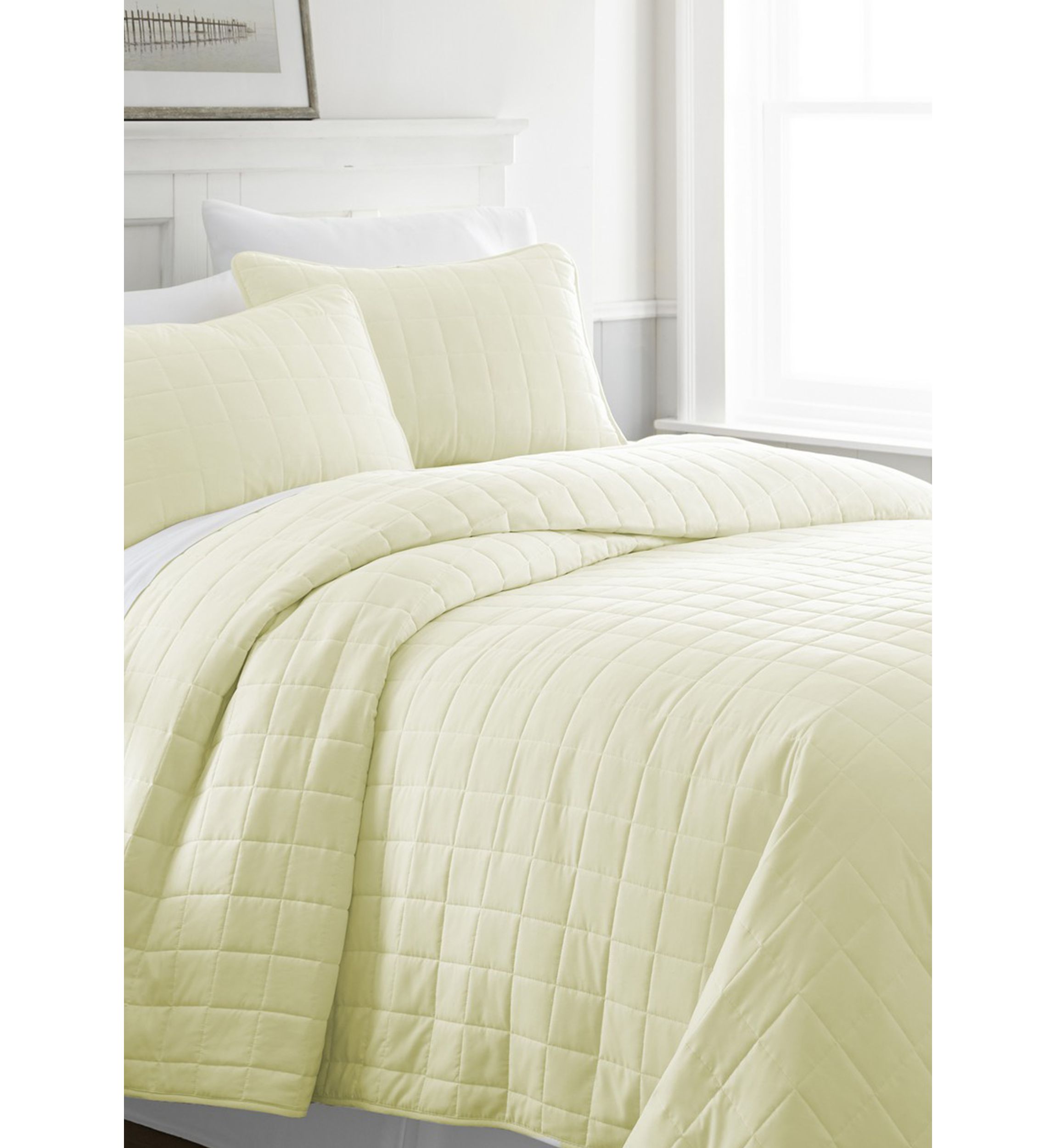 Premium Ultra Soft Square Pattern Quilted Coverlet Set