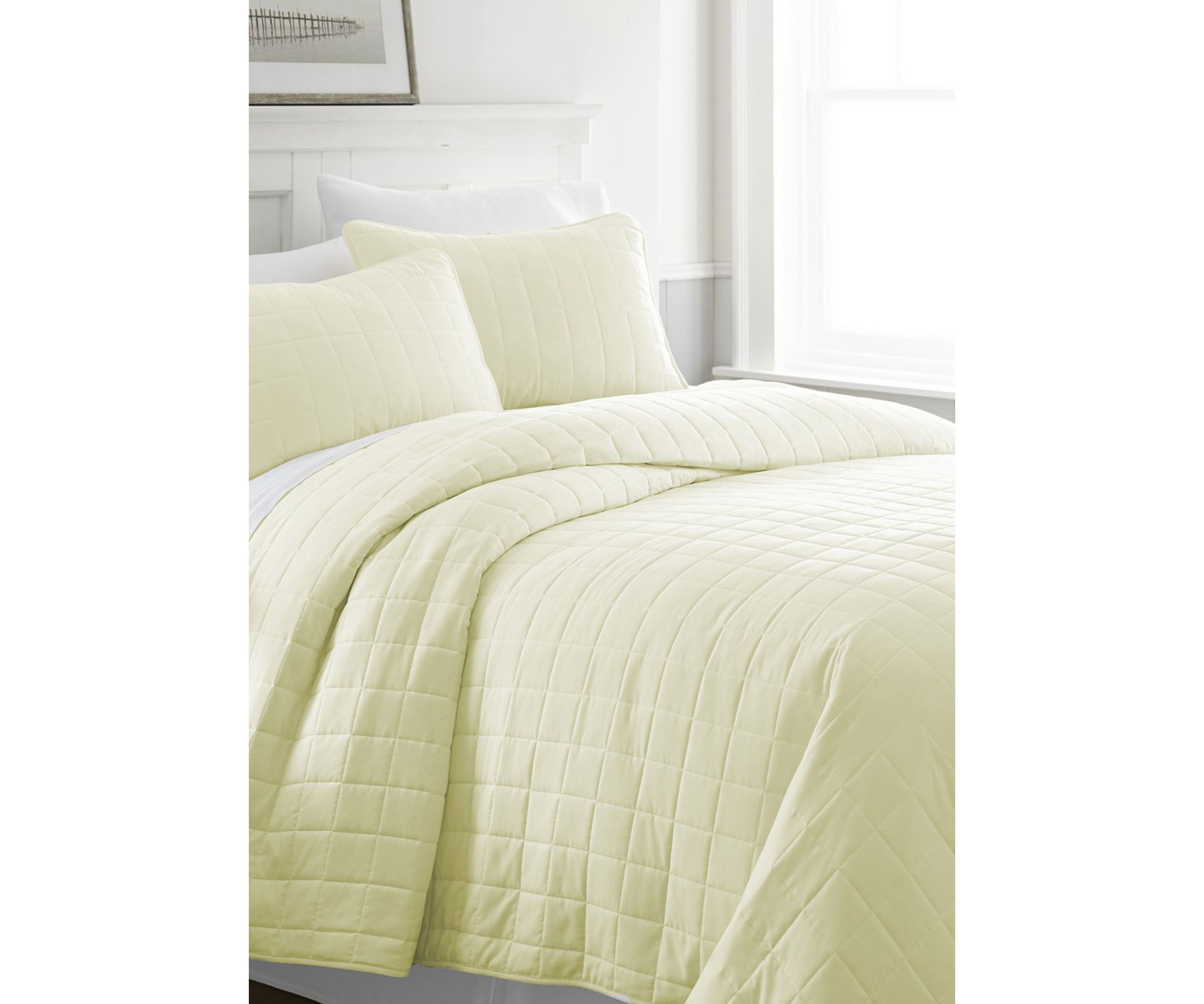 Premium Ultra Soft Square Pattern Quilted Coverlet Set