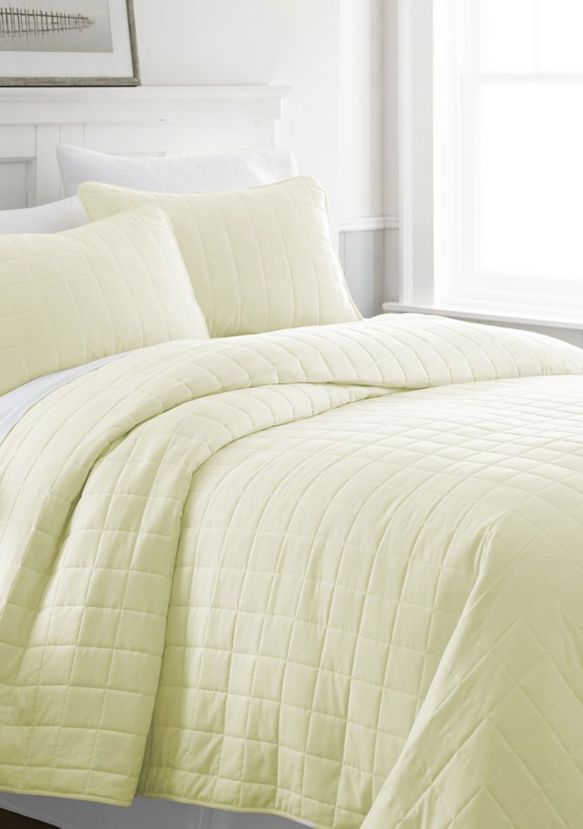 Premium Ultra Soft Square Pattern Quilted Coverlet Set