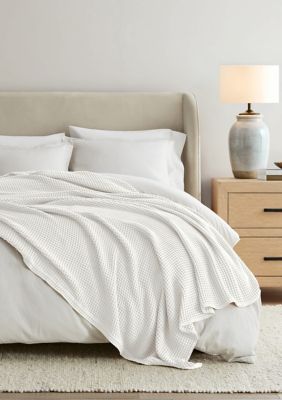 Luxury Inn 100% Cotton Soft Waffle Textured Bed Blanket, White, King