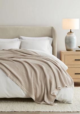 Luxury Inn 100% Cotton Soft Waffle Textured Bed Blanket, Tan, King