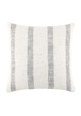 Luxury Inn 100% Cotton Slub Yarn-Dyed Striped Decor Throw Pillow Cover, Gray, 20 x 20