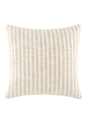 Luxury Inn 100% Cotton Slub Yarn-Dyed Striped Decor Throw Pillow Cover, Beige, 20 x 20