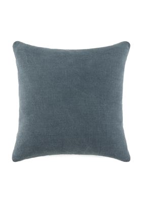 Luxury Inn 100% Cotton Slub Stonewashed Solid Decor Throw Pillow Cover, Navy Blue, 20 x 20