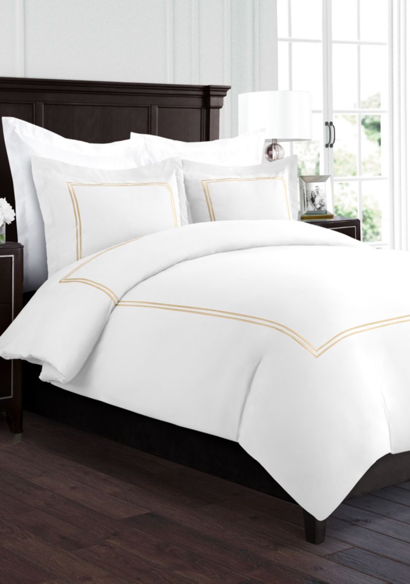 Beckham Hotel Collection Embroidered 3 Piece Duvet Cover Set