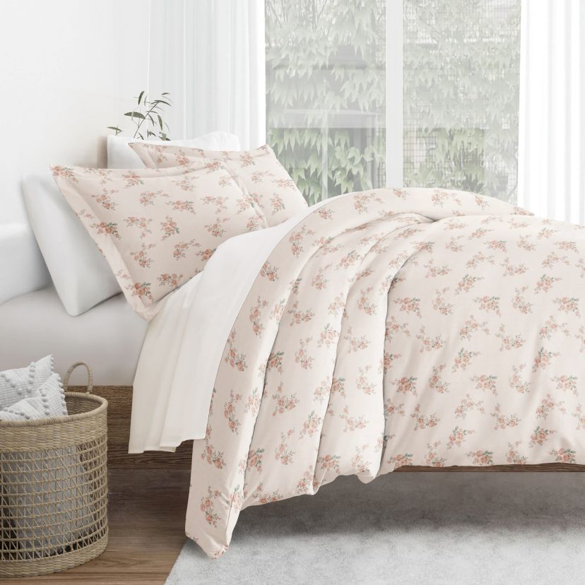 Duvet Cover Set Patterned Microfiber Ultra Soft Bedding in Apricot