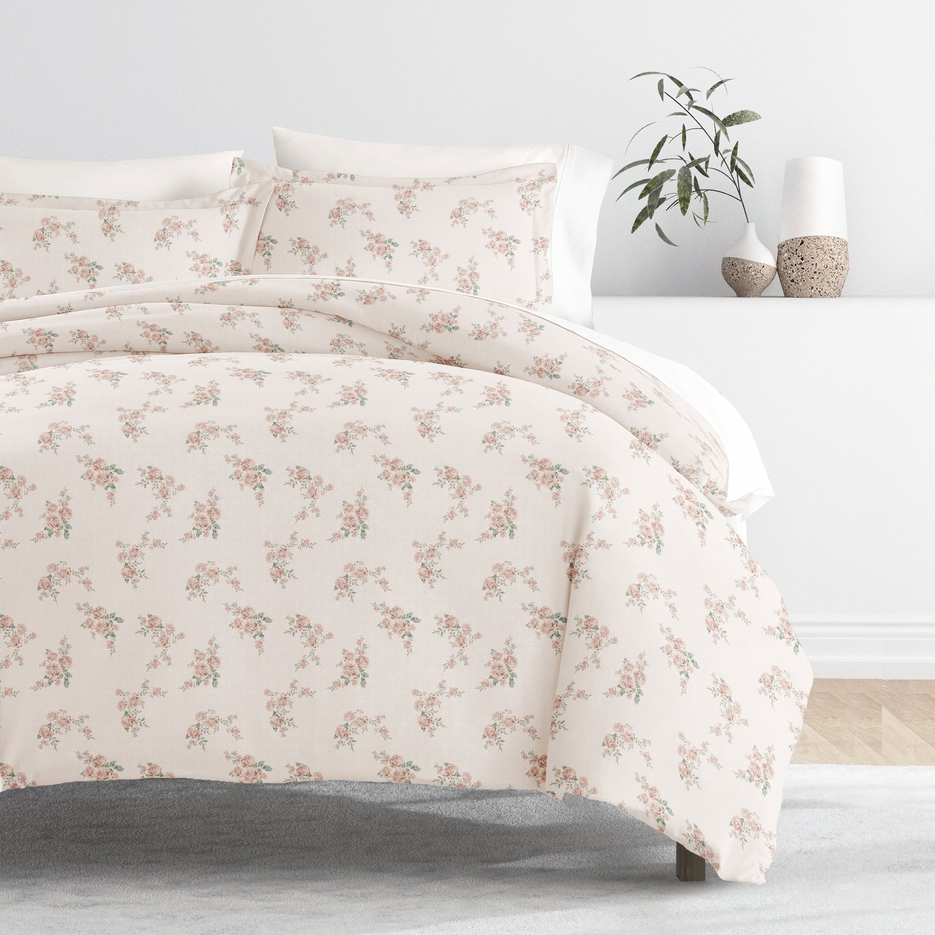 Duvet Cover Set Patterned Microfiber Ultra Soft Bedding in Apricot