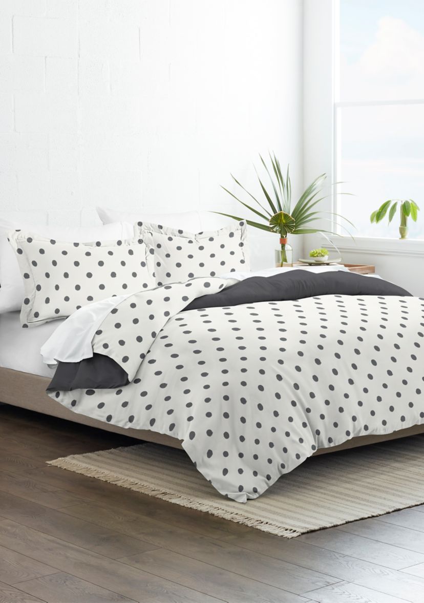 Premium Ultra Soft Painted Polka Dot 3-Piece Reversible Duvet Cover Set