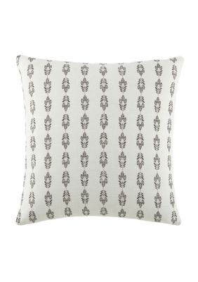 Luxury Inn 100% Cotton Slub Folk Leaves Decor Throw Pillow Cover, Gray, 20 x 20