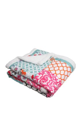 3pc King Boho Chic Duvet Cover Set Turquoise/Navy - Lush Décor