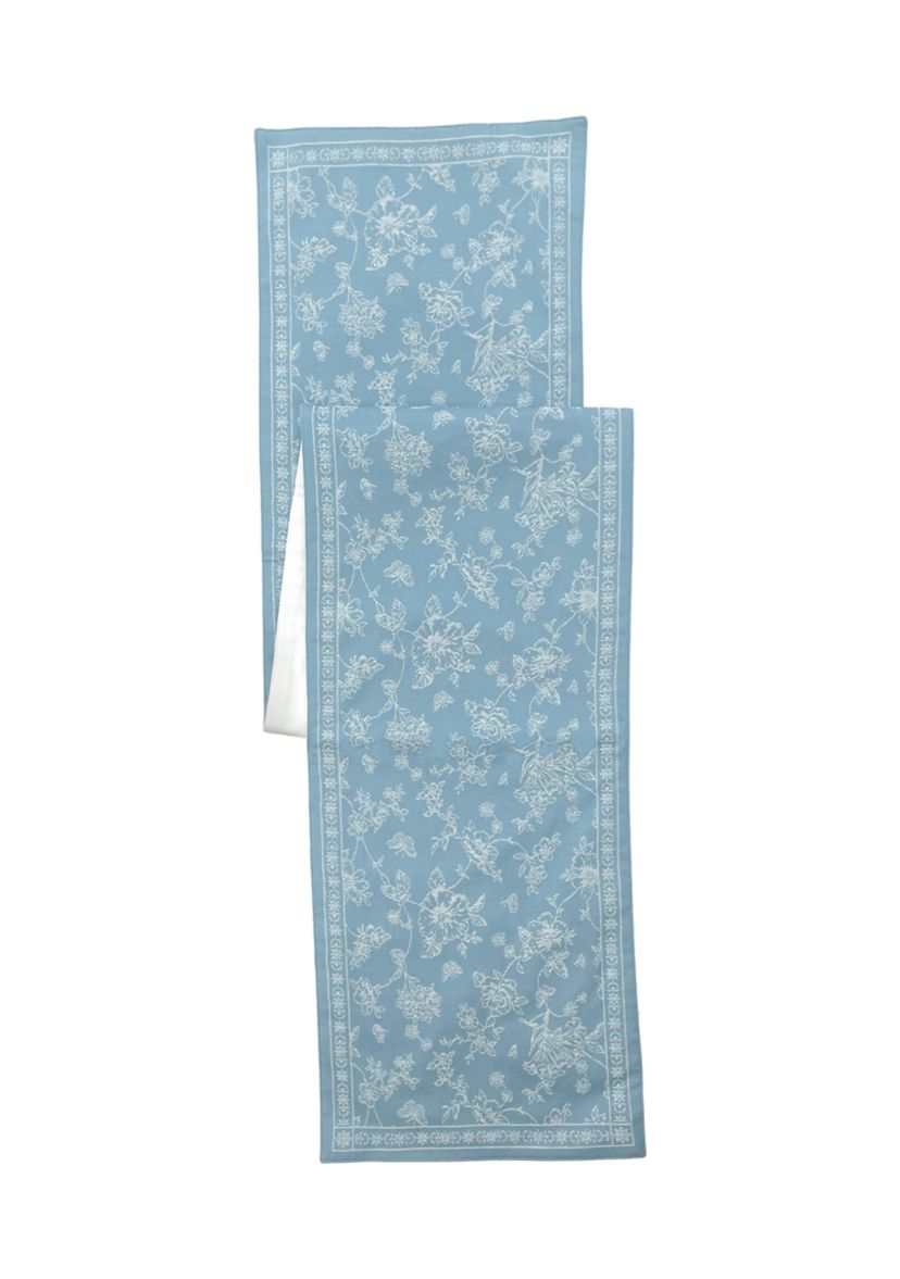 Blue and White Spring Jacquard Table Runner