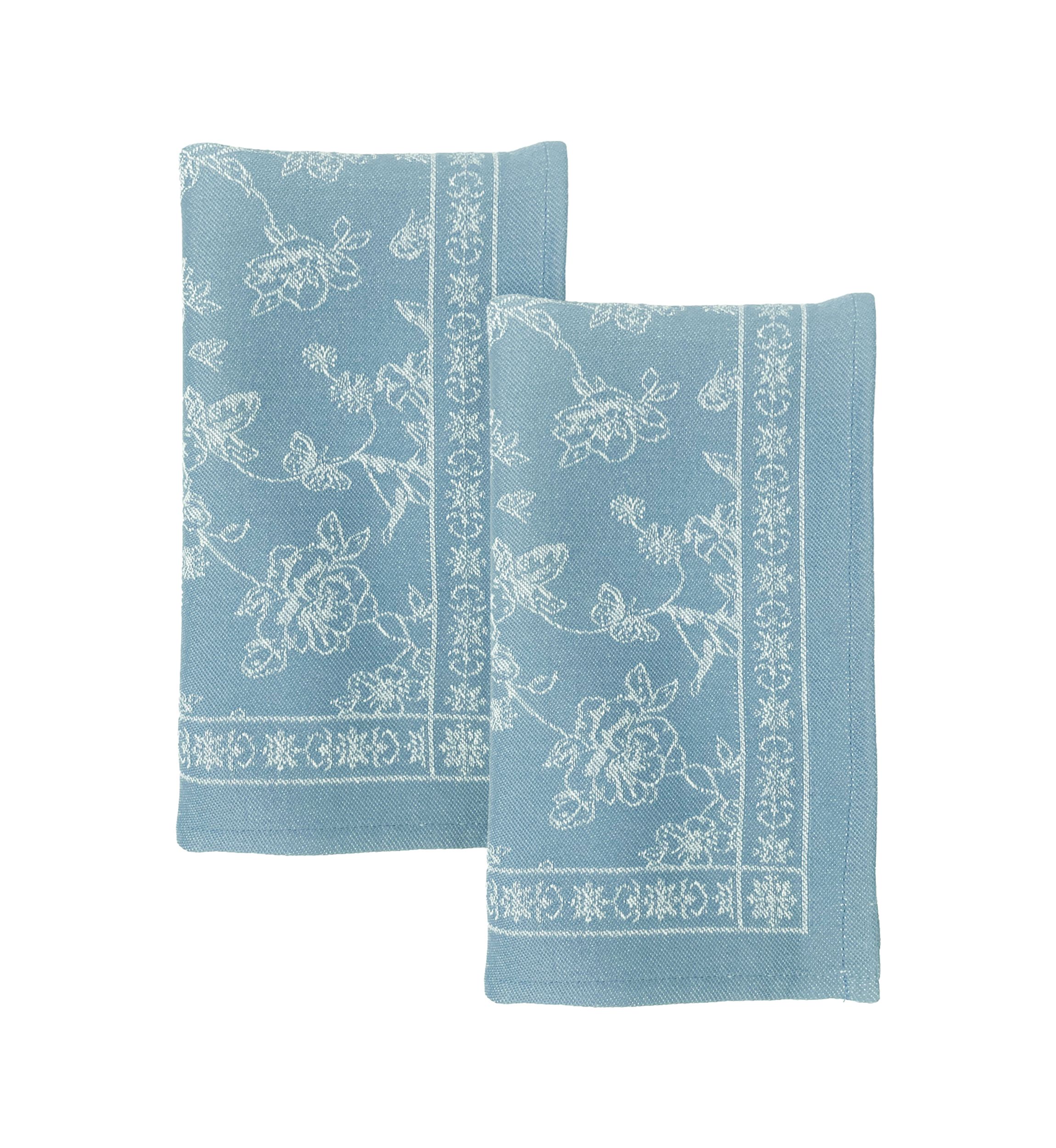 Blue and White Spring Jacquard Napkins - Set of 2