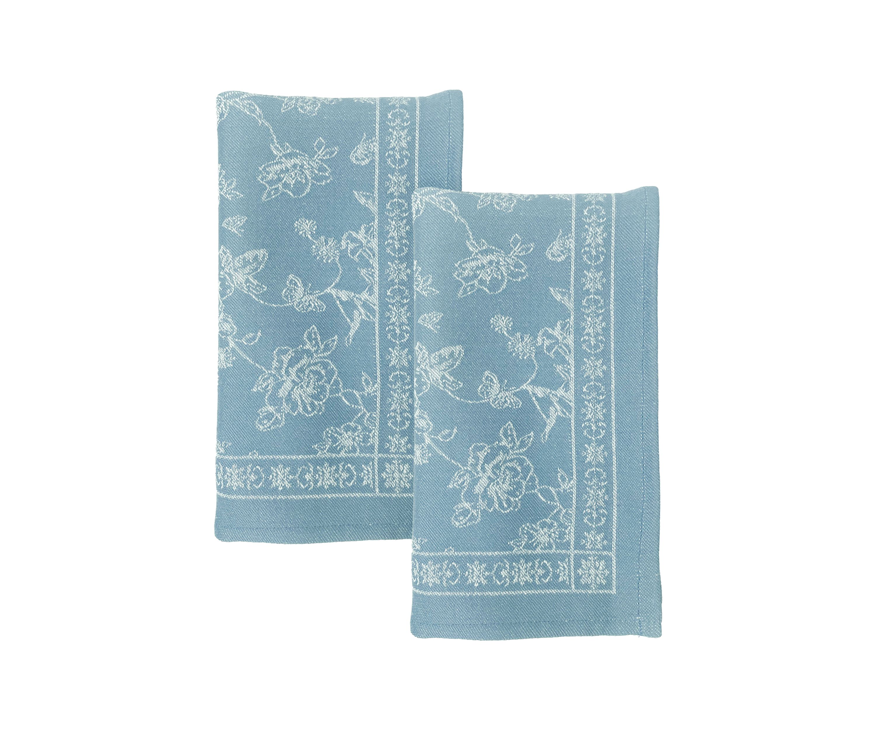 Blue and White Spring Jacquard Napkins - Set of 2