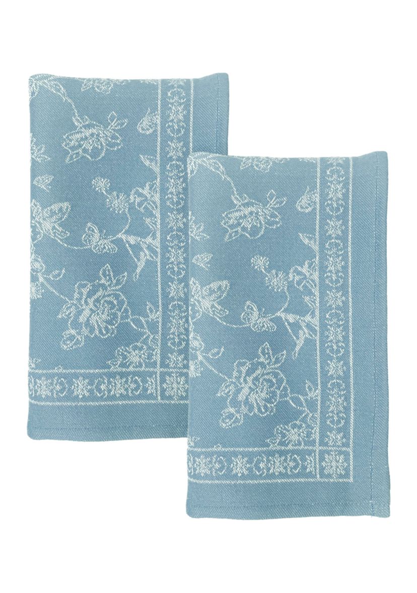 Blue and White Spring Jacquard Napkins - Set of 2
