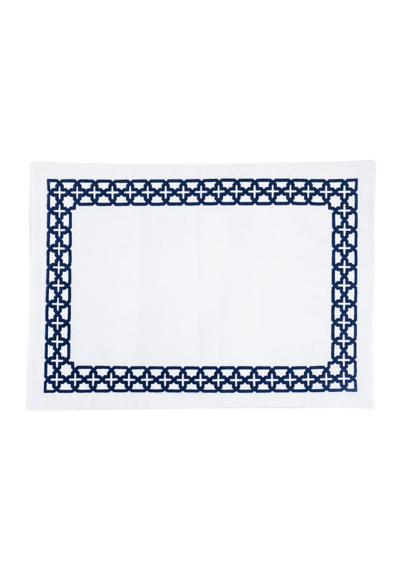 Embroidered Blue Geometrical Placemat