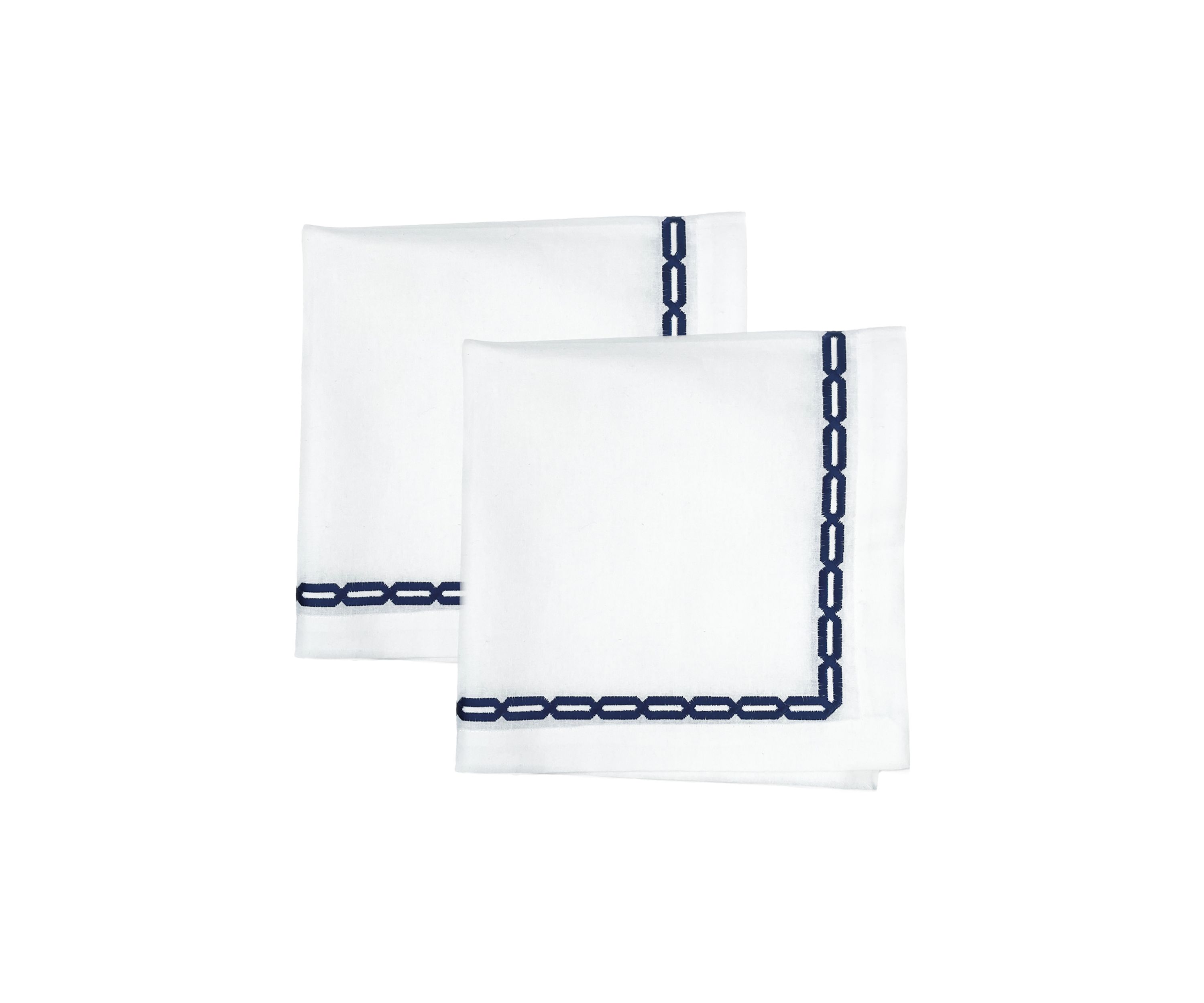 Set of 2 Embroidered Blue Napkins