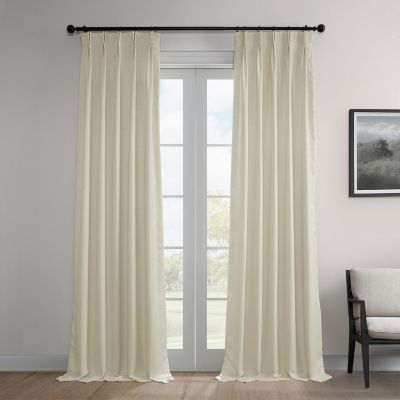 Thermal Room Darkening Heathered Italian Woolen Weave Pleated Curtain Panel
