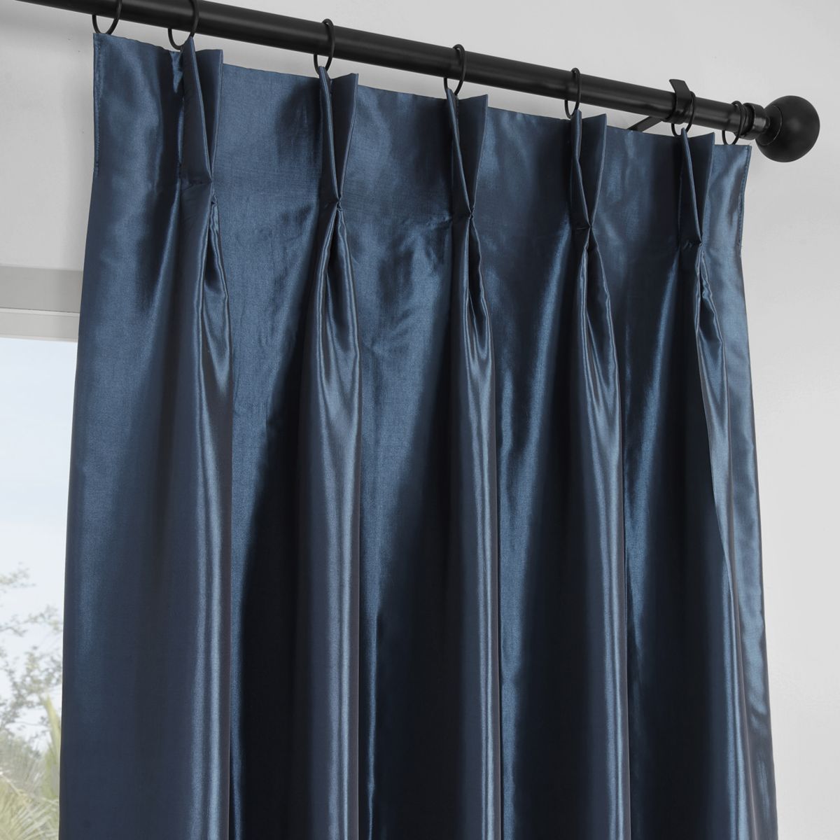 Faux Silk Taffeta Pleated Blackout Curtain