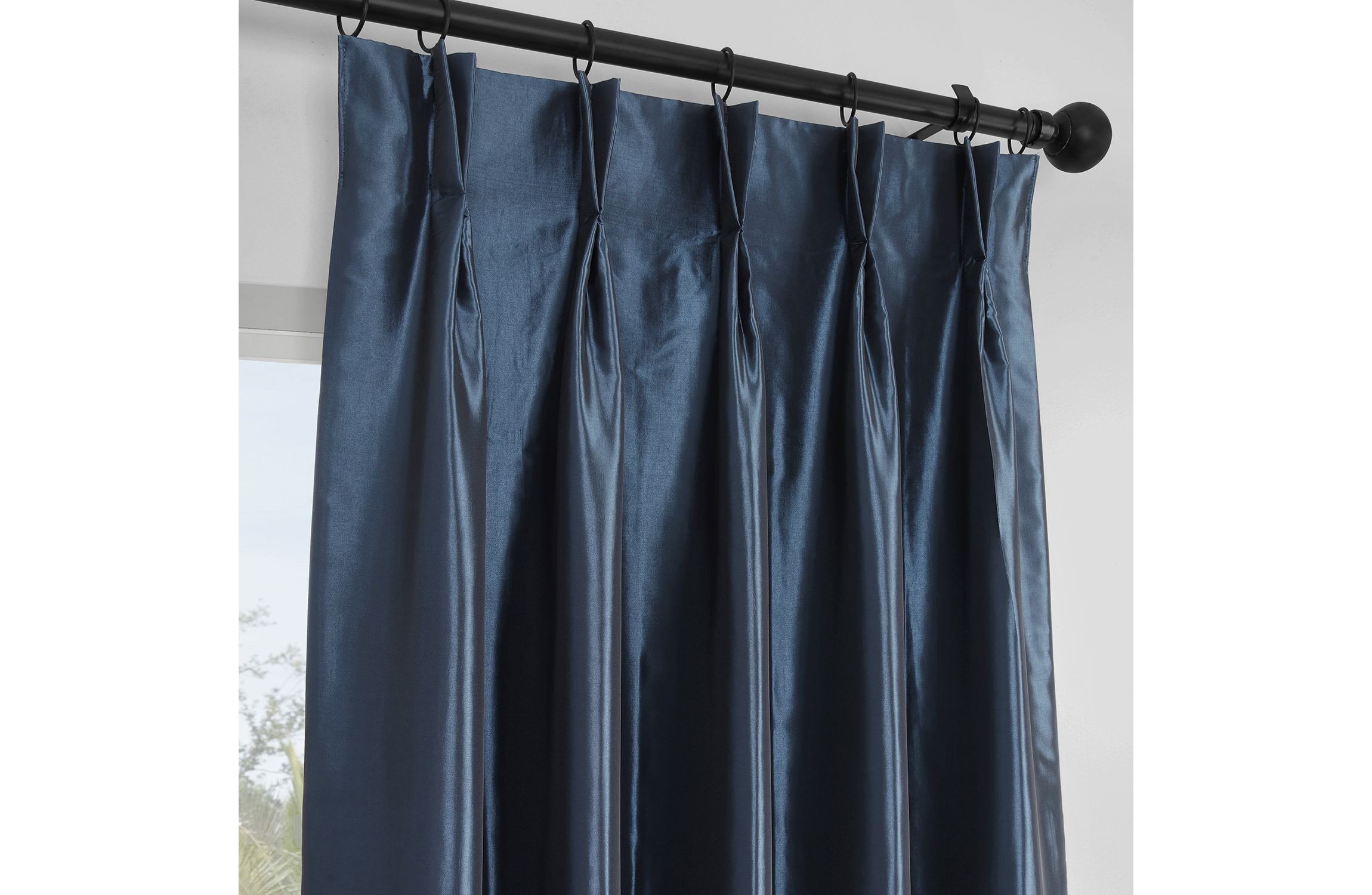 Faux Silk Taffeta Pleated Blackout Curtain