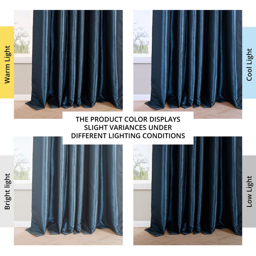 Faux Silk Taffeta Pleated Blackout Curtain