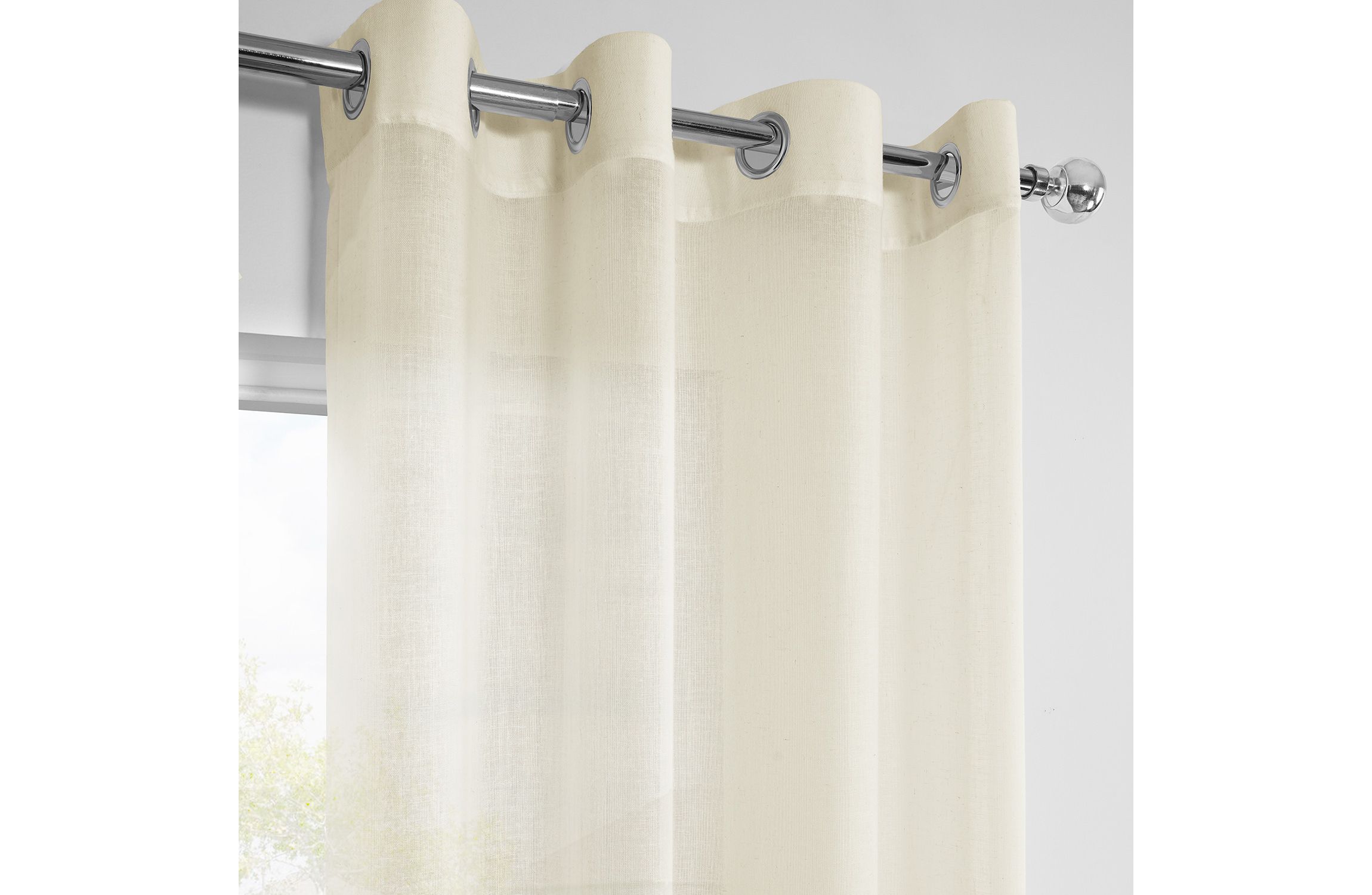 Faux Linen Grommet Sheer Curtain