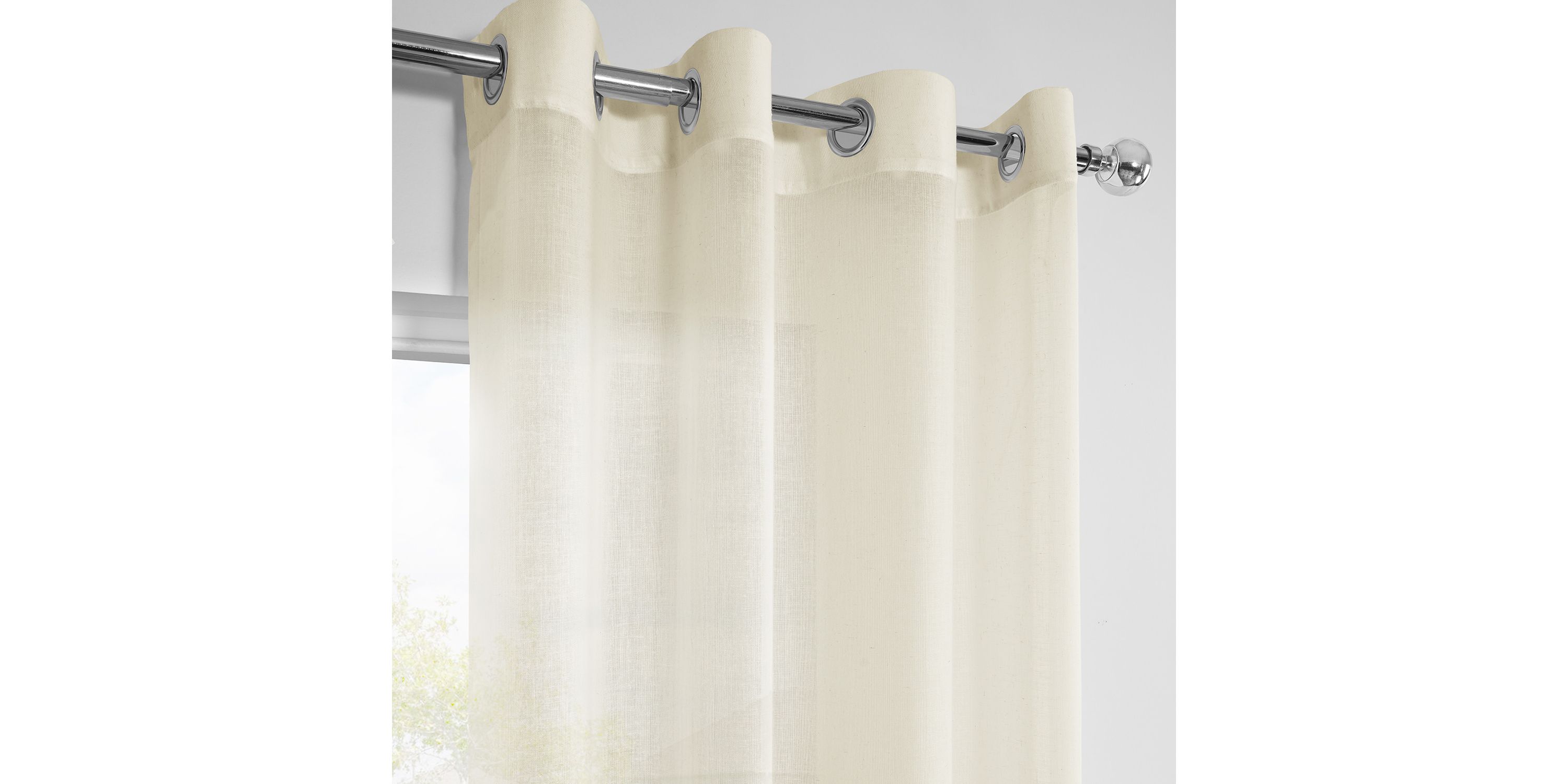 Faux Linen Grommet Sheer Curtain