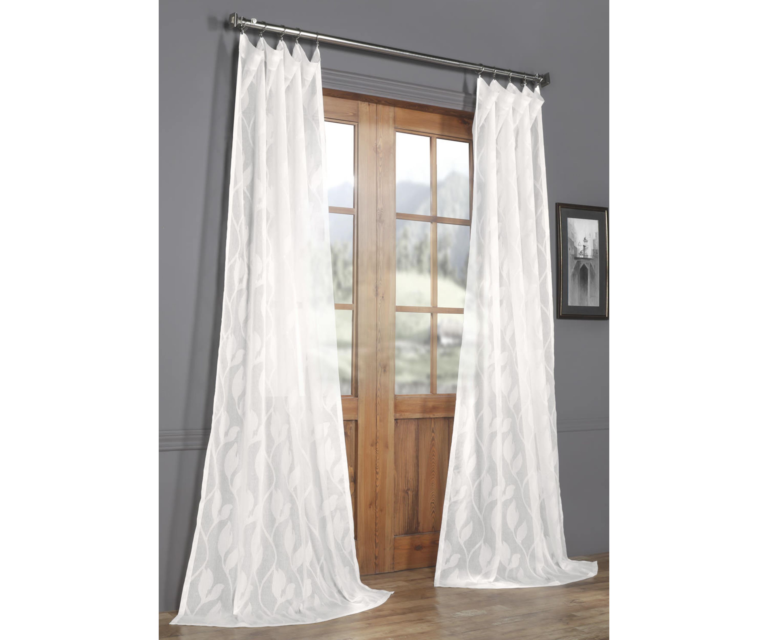 Avignon Vine Patterned Faux Linen Sheer Curtain