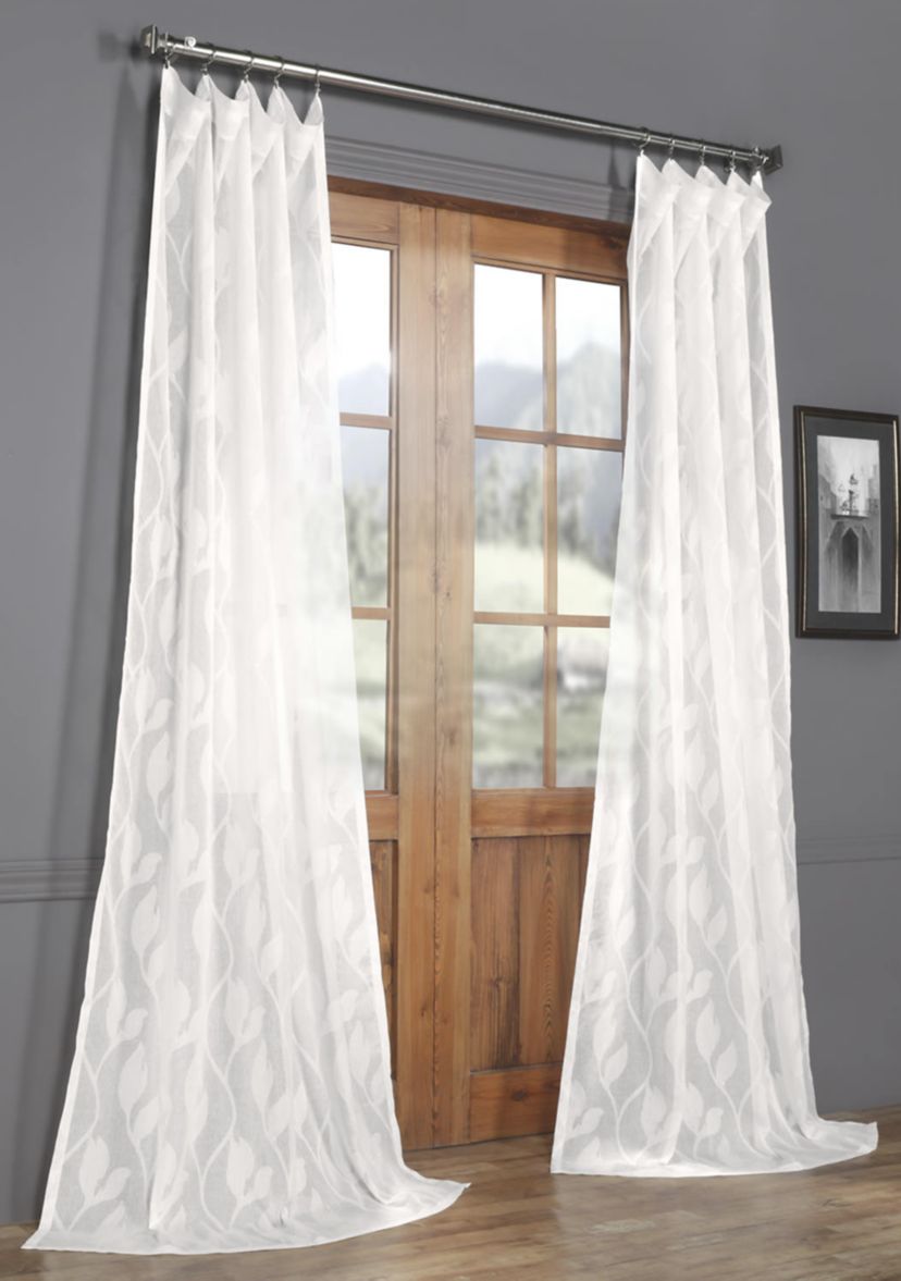 Avignon Vine Patterned Faux Linen Sheer Curtain