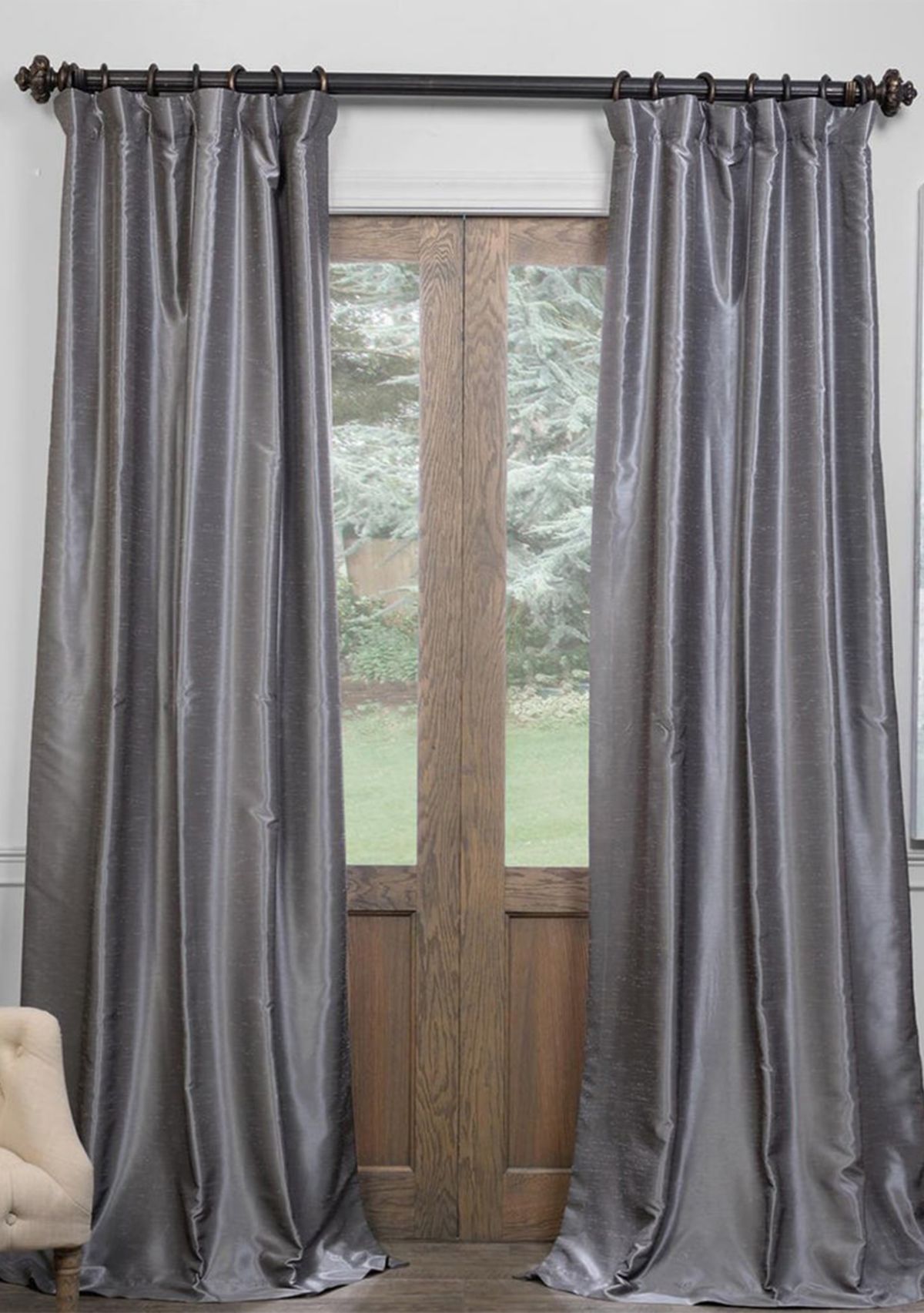 Blackout Extra Wide Vintage Textured Faux Dupioni Curtain