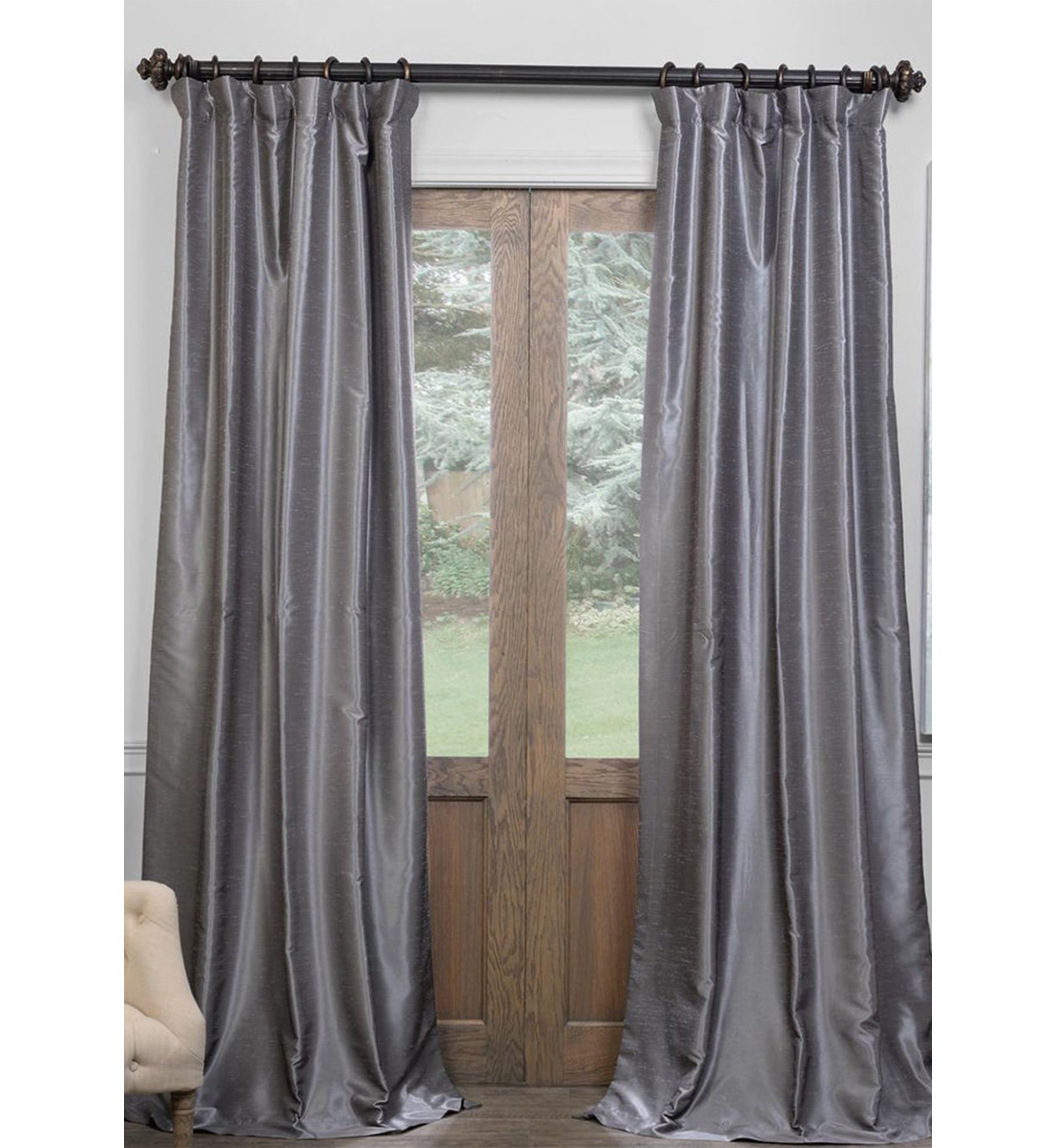 Blackout Extra Wide Vintage Textured Faux Dupioni Curtain